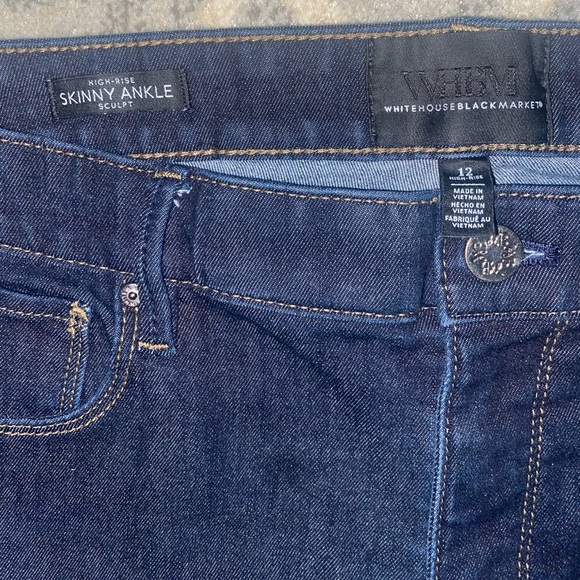 WHBM Skinny Sculpt Dark Blue Denim Jean Size-12 - Picture 5 of 6